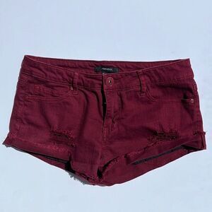 Forever 21 Burgundy Distressed Studded Shorts Women’s Size 27